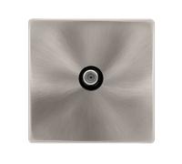 Click Definity Complete SFBS156BK Non-Isolated Single Satellite Outlet - Brushed Steel Cover Plate - Black Insert