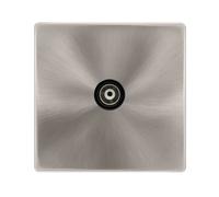 Click Definity Complete SFBS158BK Single Isolated Coaxial Outlet - Brushed Steel Cover Plate - Black Insert