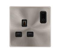 Click Definity Complete SFBS30035BK 13A 1G RF Smart Socket - Brushed Steel - Black Insert