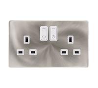 Click Definity Complete SFBS30036PW 13A 2G RF Smart Socket - Brushed Steel - Polar White Insert
