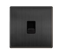 Click Definity Complete SFBZ125BK Single Telephone Secondary Outlet - Matt Bronze Cover Plate - Black Insert