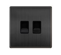 Click Definity Complete SFBZ126BK Twin Telephone Secondary Outlet - Matt Bronze Cover Plate - Black Insert