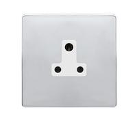 Click Definity Complete SFCH038PW 5A Round Pin Socket - Polished Chrome Cover Plate - Polar White Insert