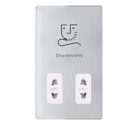 Click Definity Complete SFCH100PW 115/230V Dual Voltage Shaver Socket - Polished Chrome Cover Plate - Polar White Insert