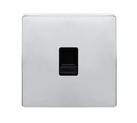 Click Definity Complete SFCH125BK Single Telephone Secondary Outlet - Polished Chrome Cover Plate - Black Insert