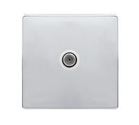 Click Definity Complete SFCH156PW Non-Isolated Single Satellite Outlet- Polished Chrome Cover Plate - Polar White Insert