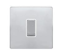Click Definity Complete SFCH411PW 10AX Ingot 1 Gang 2 Way Switch - Polished Chrome Cover Plate - Polar White Insert