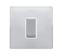 Click Definity Complete SFCH500PW 50A Ingot 1 Gang Double Pole Switch - Polished Chrome Cover Plate - Polar White Insert