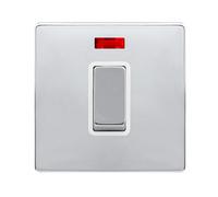 Click Definity Complete SFCH501PW 50A Ingot 1 Gang Double Pole Switch With Neon - Polished Chrome Cover Plate - Polar White Insert