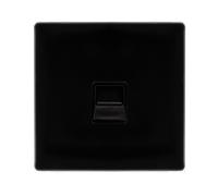 Click Definity Complete SFMB125BK Single Telephone Secondary Outlet - Metal Black Cover Plate - Black Insert