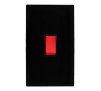 Click Definity Complete SFMB202BK 50A 2 Gang Double Pole Switch - Metal Black Cover Plate - Black Insert