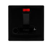 Click Definity Complete SFMB252BK 13A Switched Lockable Connection Unit With Neon & Optional Flex Outlet - Metal Black Cover Plate - Black Insert