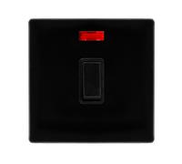 Click Definity Complete SFMB623BK 20A Double Pole Switch With Neon - Metal Black Cover Plate - Black Insert