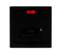 Click Definity Complete SFMB853BK 13A Lockable Fused Connection Unit With Neon - Metal Black Cover Plate - Black Insert