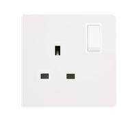 Click Definity Complete SFMW035PW 13A Ingot 1 Gang DP Switched Socket - Metal White Cover Plate - Polar White Insert