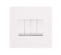 Click Definity Complete SFMW104PW 10AX 4 Gang 2 Way Single Plate Switch - Metal White Cover Plate - Polar White Insert