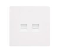 Click Definity Complete SFMW121PW Twin Telephone Master Outlet - Metal White Cover Plate - Polar White Insert