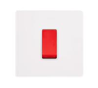 Click Definity Complete SFMW200PW 50A 1 Gang Double Pole Switch - Metal White Cover Plate - Polar White Insert