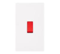 Click Definity Complete SFMW202PW 50A 2 Gang Double Pole Switch - Metal White Cover Plate - Polar White Insert