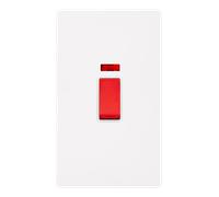 Click Definity Complete SFMW203PW 50A 2 Gang Double Pole Switch With Neon - Metal White Cover Plate - Polar White Insert