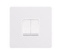 Click Definity Complete SFPW012PW 10AX Ingot 2 Gang 2 Way Switch - Polar White Cover Plate - Polar White Insert