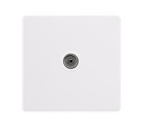 Click Definity Complete SFPW065PW Single Non-Isolated Coaxial Outlet - Polar White Cover Plate - Polar White Insert