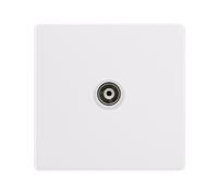 Click Definity Complete SFPW158PW Single Isolated Coaxial Outlet - Polar White Cover Plate - Polar White Insert