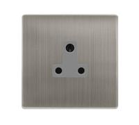 Click Definity Complete SFSS038GY 5A Round Pin Socket - Stainless Steel Cover Plate - Grey Insert