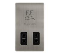 Click Definity Complete SFSS100BK 115/230V Dual Voltage Shaver Socket - Stainless Steel Cover Plate - Black Insert