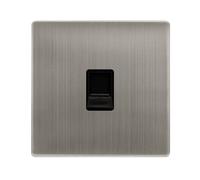 Click Definity Complete SFSS125BK Single Telephone Secondary Outlet - Stainless Steel Cover Plate - Black Insert