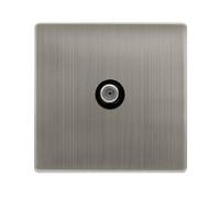 Click Definity Complete SFSS156BK Non-Isolated Single Satellite Outlet - Stainless Steel Cover Plate - Black Insert