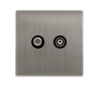 Click Definity Complete SFSS170BK Non-Isolated Satellite & Non-Isolated Coaxial Outlet - Stainless Steel Cover Plate - Black Insert