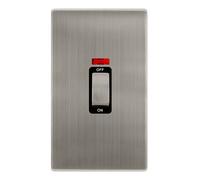 Click Definity Complete SFSS503BK 50A Ingot 2 Gang Double Pole Switch With Neon - Stainless Steel Cover Plate - Black Insert