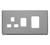 Click Definity SCP204CH 45A Switch + 13A Switched Socket Cover Plate - Polished Chrome