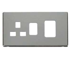 Click Definity SCP204CH 45A Switch + 13A Switched Socket Cover Plate - Polished Chrome