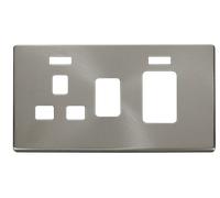 Click Definity SCP205BS 45A Switch + 13A Sw. Socket with Neons Cover Plate - Br. Stainless