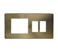 Click Definity SCP31102AB 2 Gang GridPro Frontplate with Twin New Media Aperture - Antique Brass