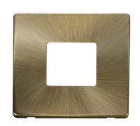 Click Definity SCP402AB 1G Twin Aperture MiniGrid Unfurnished Front Plate - Antique Brass