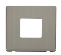 Click Definity SCP402SS 1G Twin Aperture MiniGrid Unfurnished Front Plate - Stainless Steel