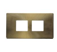 Click Definity SCP404AB 2G (2 x 2) Aperture MiniGrid Unfurnished Front Plate - Antique Brass