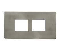 Click Definity SCP404BS 2G (2 x 2) Aperture MiniGrid Unfurnished Front Plate - Brushed Stainless