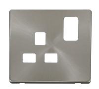 Click Definity SCP435BS 1 Gang 13A Switched Socket Cover Plate - Brushed Stainless