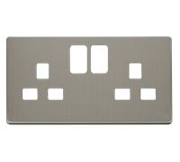 Click Definity SCP436SS 2 Gang 13A Switched Socket Cover Plate - Stainless Steel