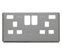 Click Definity SCP480CH 13A 2 Gang Switched Socket with Twin 2.1A USB Charger Cover Plate - Polished Chrome