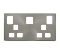 Click Definity SCP486BS 13A 2 Gang Switched Socket with 4.2A A&C USB Charger Cover Plate - Brushed Stainless