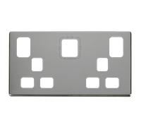 Click Definity SCP486CH 13A 2 Gang Switched Socket with 4.2A A&C USB Charger Cover Plate - Polished Chrome