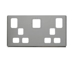 Click Definity SCP486CH 13A 2 Gang Switched Socket with 4.2A A&C USB Charger Cover Plate - Polished Chrome