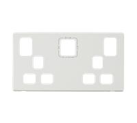 Click Definity SCP486MW 13A 2 Gang Switched Socket with 4.2A A&C USB Charger Cover Plate - Metal White