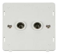 Click Definity SIN066PW Twin Coaxial Socket Insert - Polar White