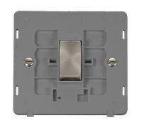 Click Definity SIN411GYBS 10AX Ingot 1 Gang 2 Way Plate Switch Insert - Grey / Brushed Stainless